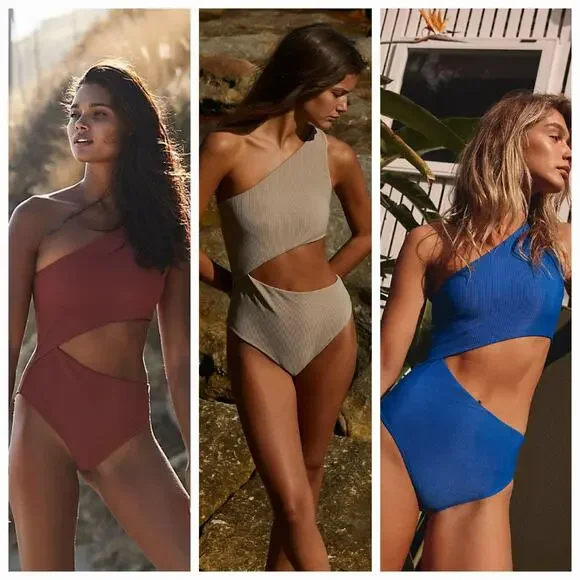 New Free People BEACH RIOT Ribbed Celine One Piece $148 SMALL Gold - Picture 2 of 5